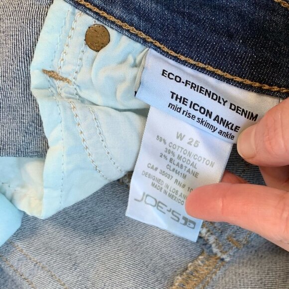 Joe's Jeans Skinny Ankle Jeans Icon Mid Rise Denim Raw Hem Roamie Size 25 - Picture 3 of 10